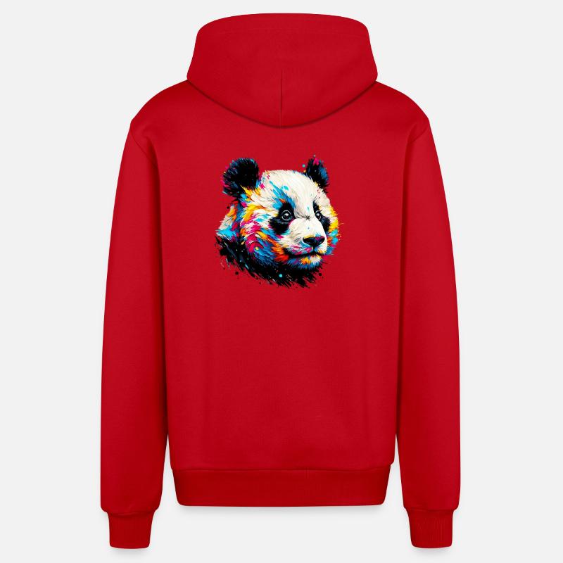 Panda - Organic Relaxed Hooded Jacket Made in EU - red
