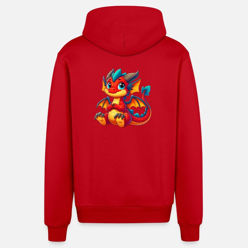 Dragon - Veste à capuche bio décontractée fabriquée en UE - rouge