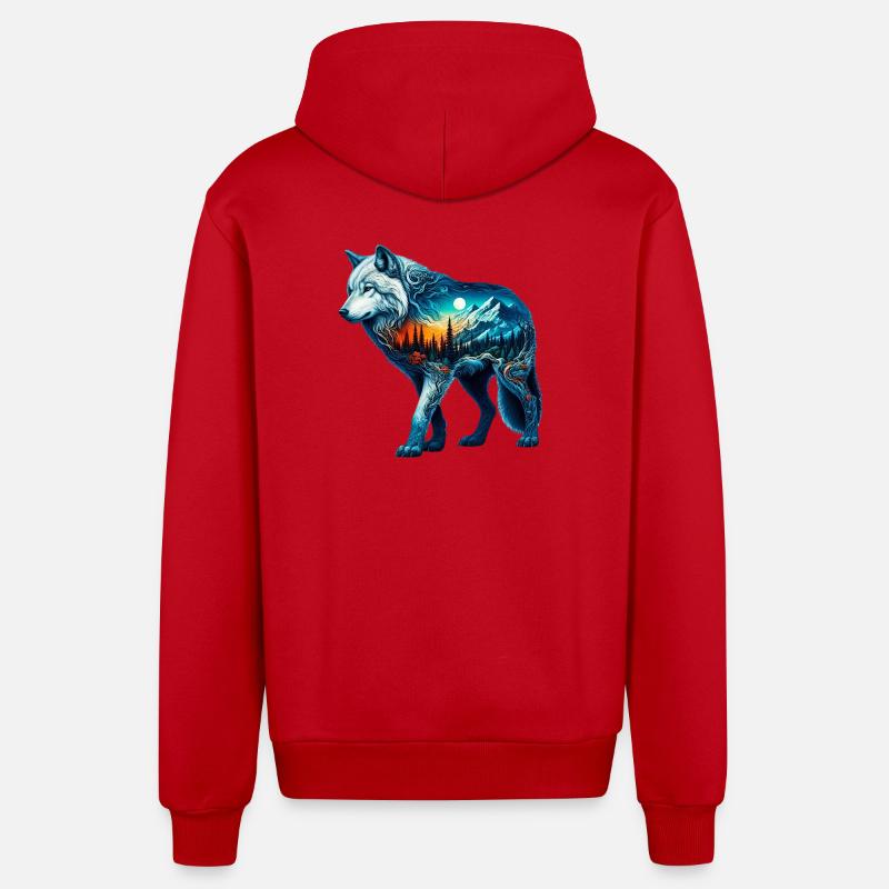 Loup - Veste à capuche bio décontractée fabriquée en UE - rouge