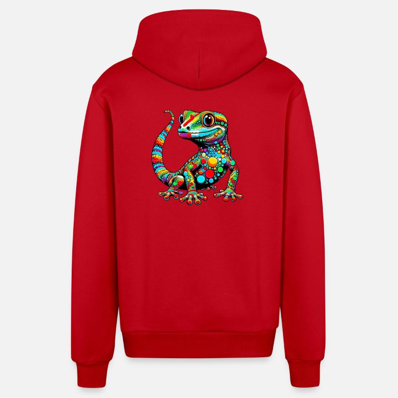 Gecko - Veste à capuche bio décontractée fabriquée en UE - rouge