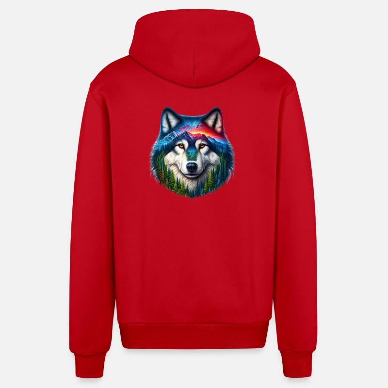Wolf - Organic Relaxed Hooded Jacket Made in EU - red