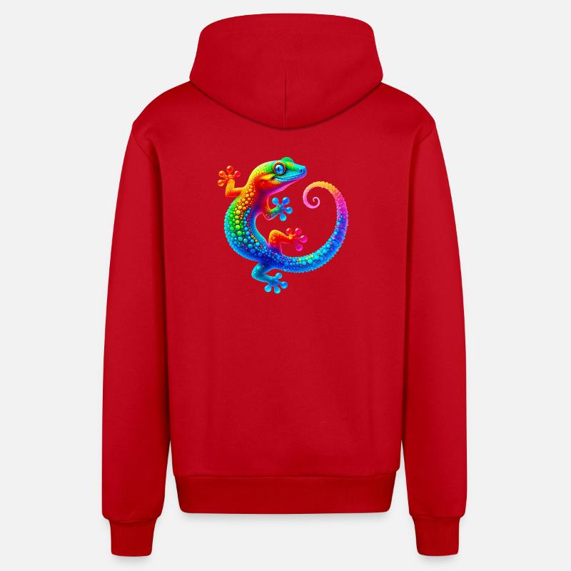 Gecko - Veste à capuche bio décontractée fabriquée en UE - rouge