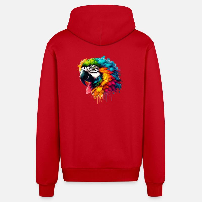 Perroquet - Veste à capuche bio décontractée fabriquée en UE - rouge