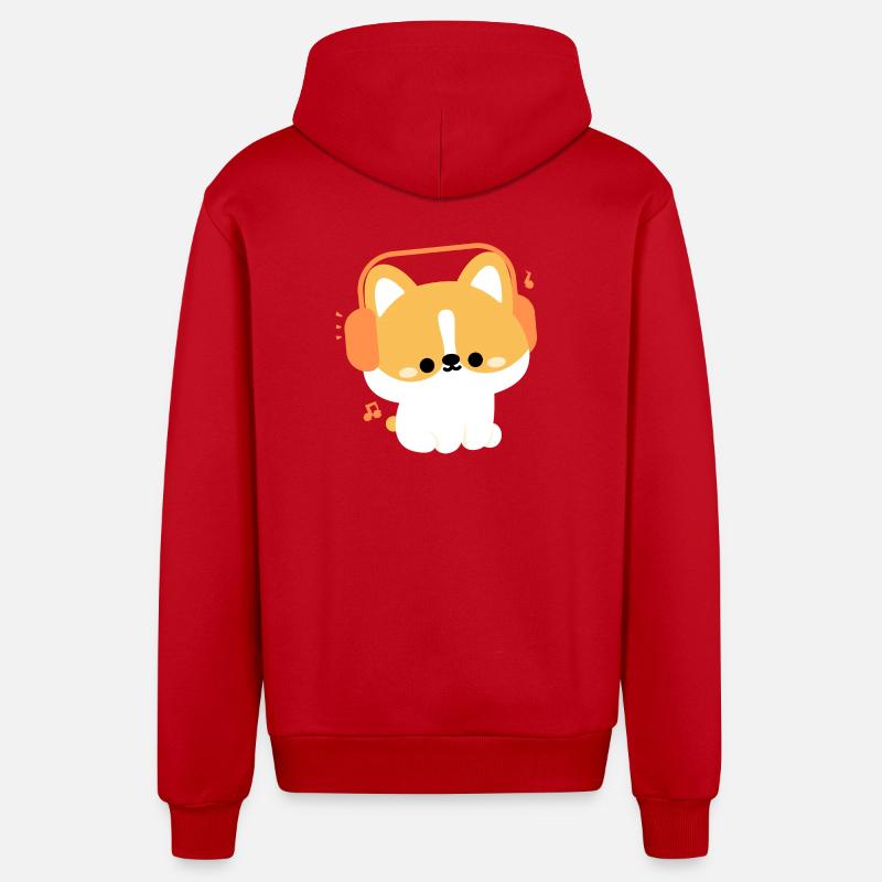 Casque Corgi - Veste à capuche bio décontractée fabriquée en UE - rouge