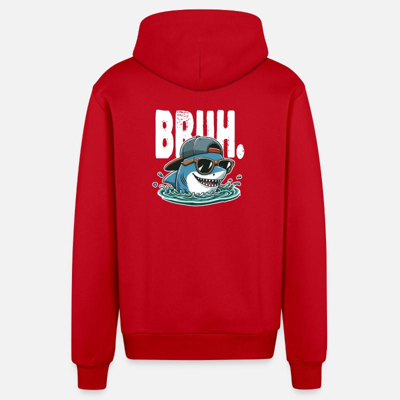 Requin swag surfeur Bruh - Veste à capuche bio décontractée fabriquée en UE - rouge