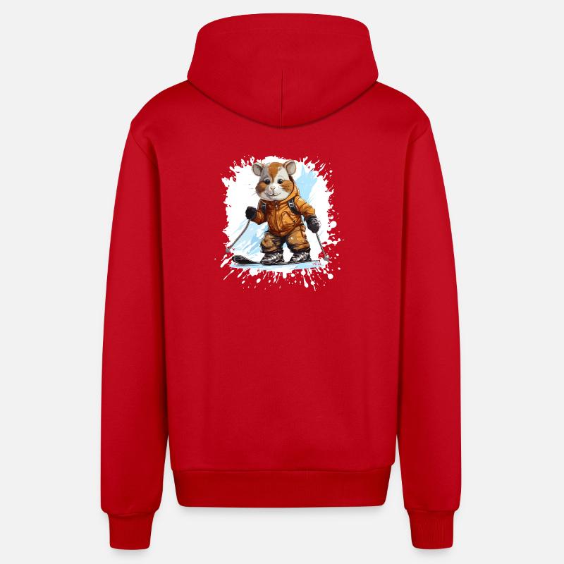 Cheval Ski Ski - Veste à capuche bio décontractée fabriquée en UE - rouge