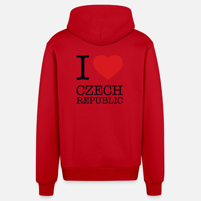 J’adore République tchèque Tschechien - Veste à capuche bio décontractée fabriquée en UE - rouge