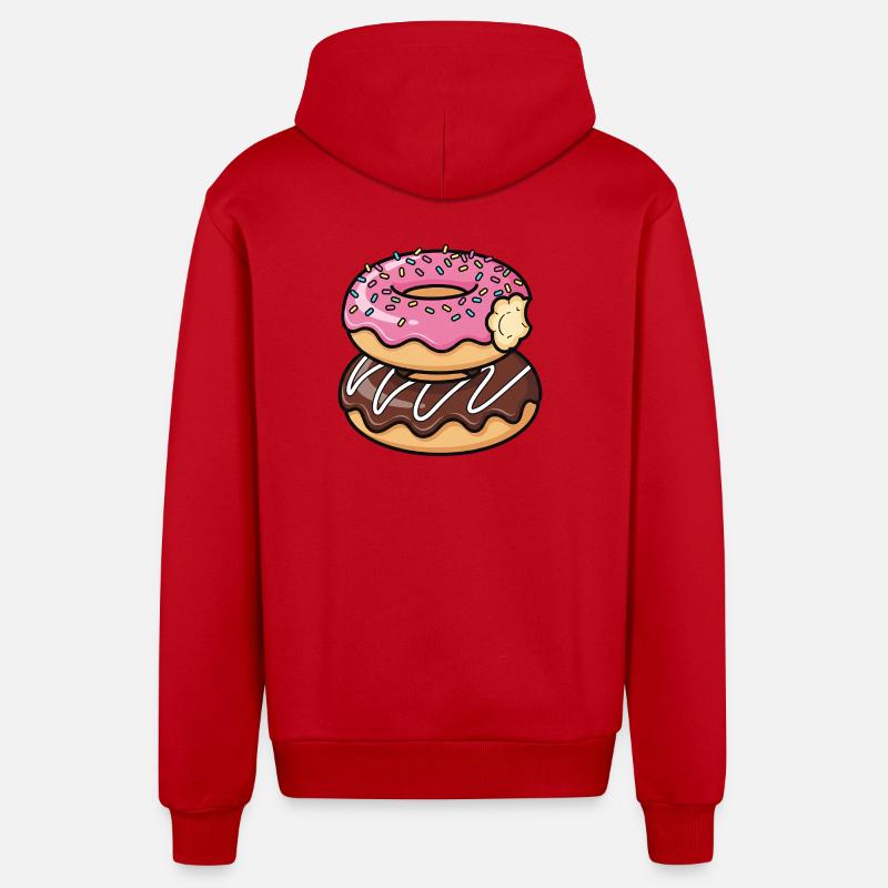 Sweet Stack Donuts Pop Art - Veste à capuche bio décontractée fabriquée en UE - rouge