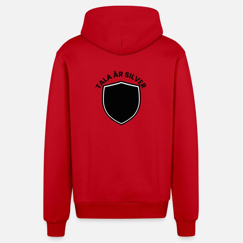 Bouclier d’argent avec thème d’année - Veste à capuche bio décontractée fabriquée en UE - rouge