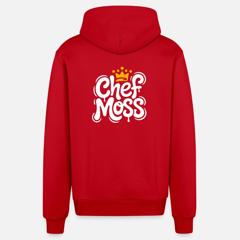 Chef Moss Graffiti Krone - Organic Relaxed Kapuzenjacke Made in EU - Rot