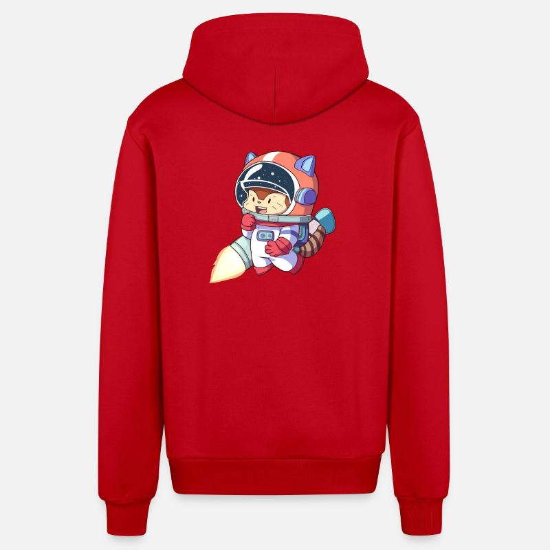 Astronaute chat en combinaison spatiale - Veste à capuche bio décontractée fabriquée en UE - rouge