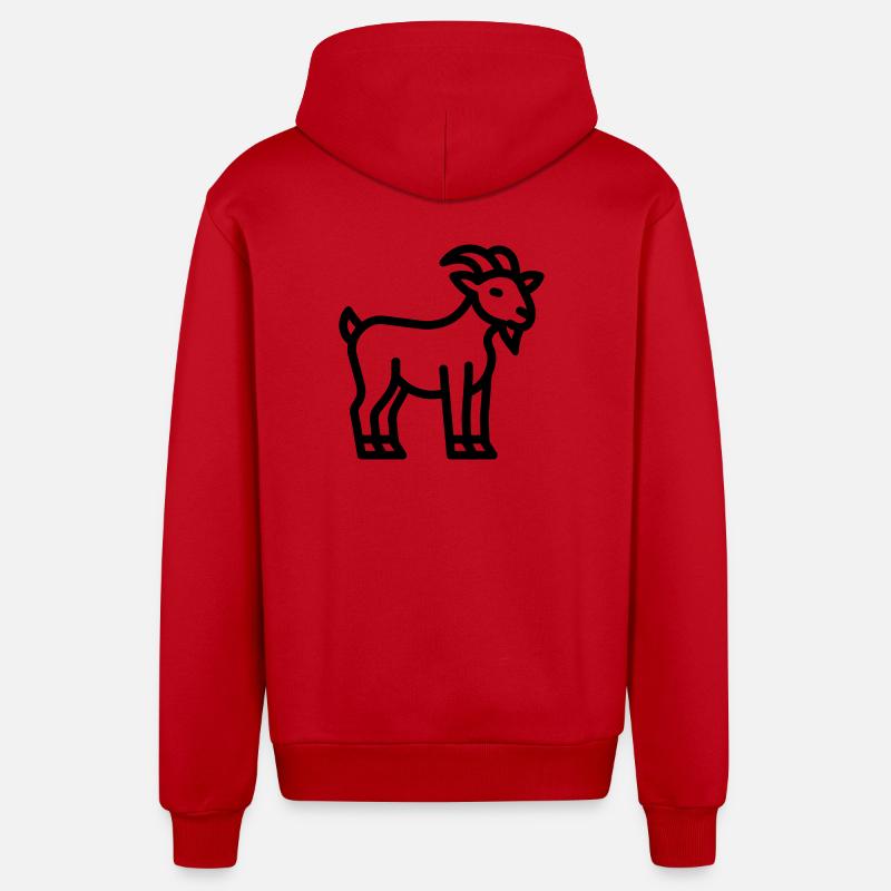 chèvre - Veste à capuche bio décontractée fabriquée en UE - rouge