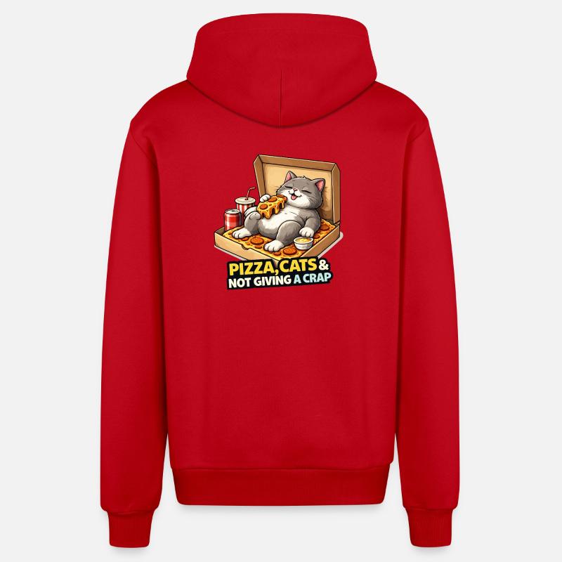 Pizza Cats Attitude - Veste à capuche bio décontractée fabriquée en UE - rouge
