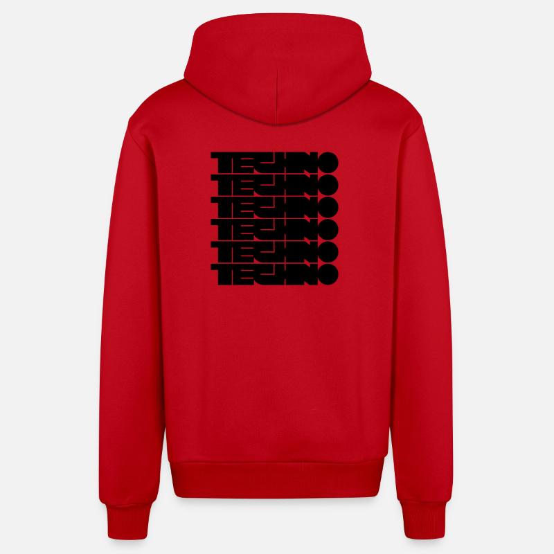Techno bold logodesign - Organic relaxed hættejakke made in EU - rød