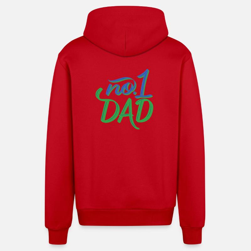 Papa n°1 – Lettrage à la main - Veste à capuche bio décontractée fabriquée en UE - rouge