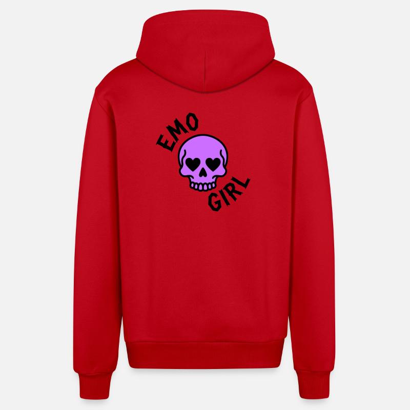 Fille emo - Veste à capuche bio décontractée fabriquée en UE - rouge