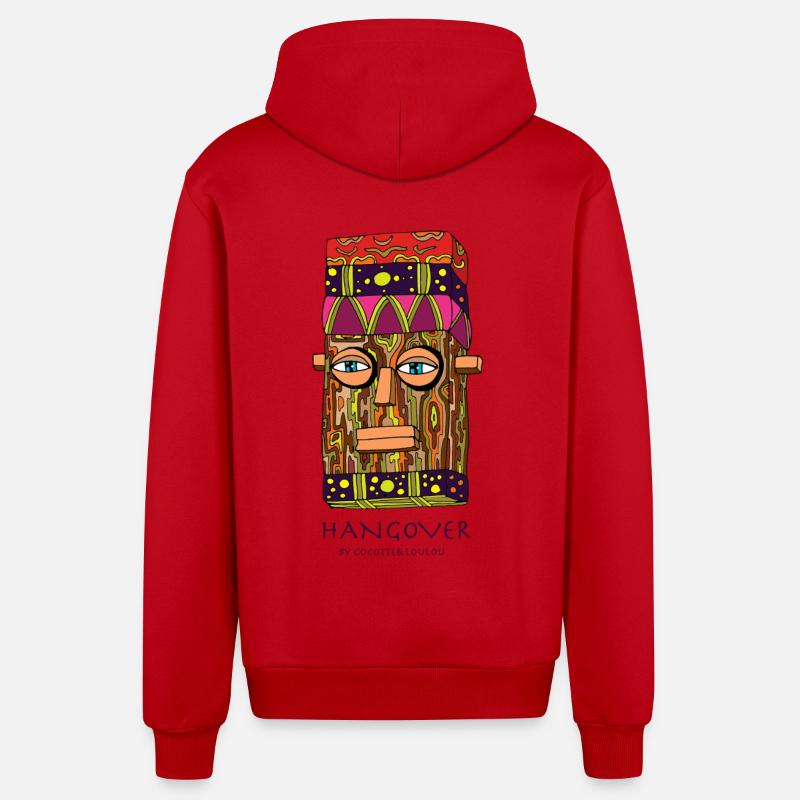 La gueule de bois - Veste à capuche bio décontractée fabriquée en UE - rouge