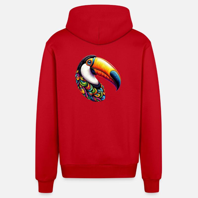 Toucan - Veste à capuche bio décontractée fabriquée en UE - rouge