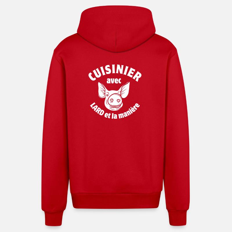 cuisinier, cuisinier, cochon - Veste à capuche bio décontractée fabriquée en UE - rouge