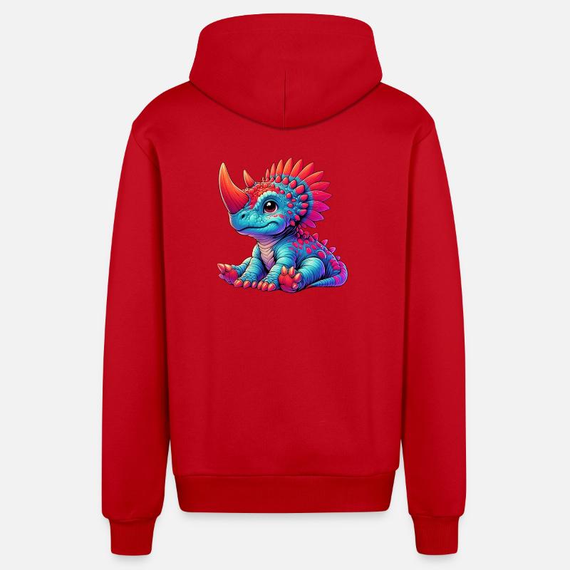 Dinosaure - Veste à capuche bio décontractée fabriquée en UE - rouge