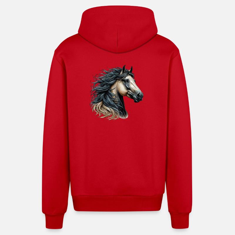Pferd - Organic Relaxed Kapuzenjacke Made in EU - Rot