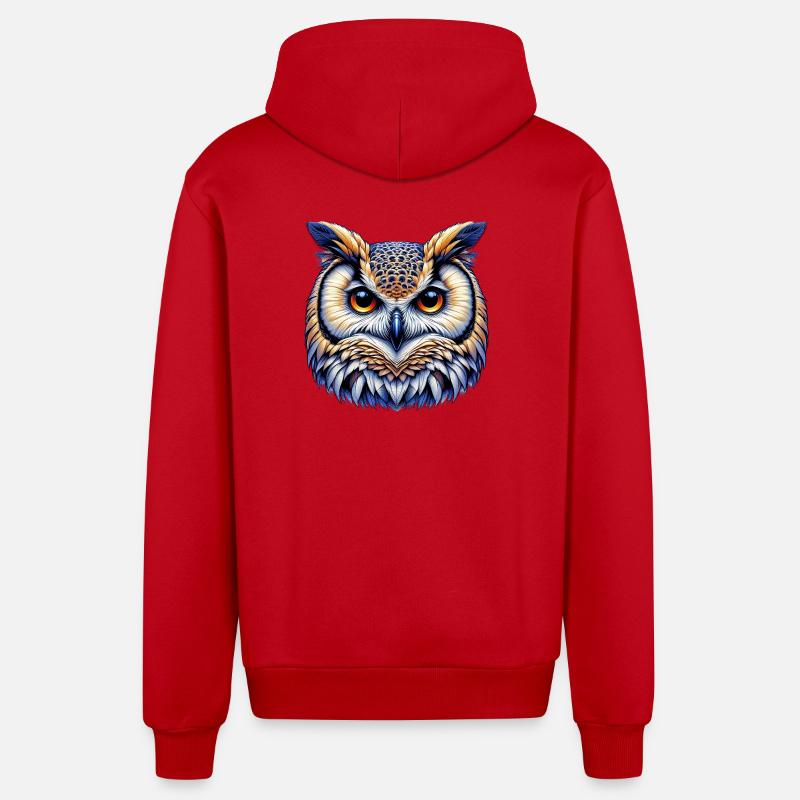 Hibou - Veste à capuche bio décontractée fabriquée en UE - rouge
