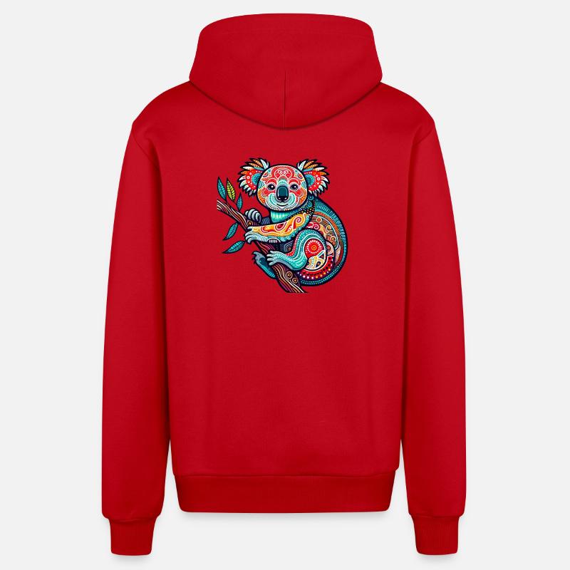 Koala - Veste à capuche bio décontractée fabriquée en UE - rouge