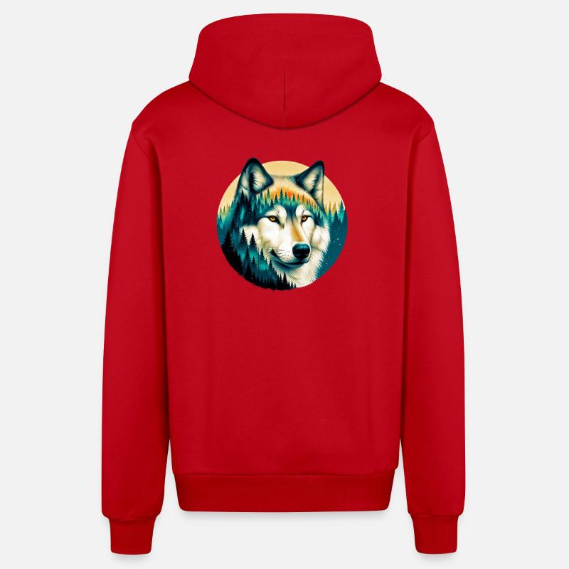Loup - Veste à capuche bio décontractée fabriquée en UE - rouge