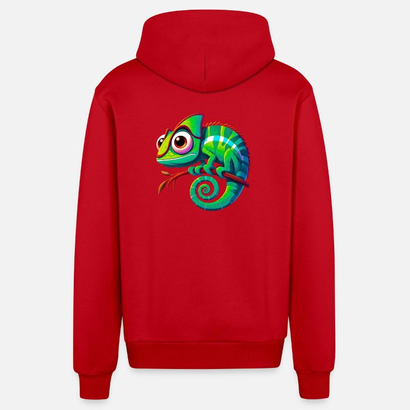 Caméléon - Veste à capuche bio décontractée fabriquée en UE - rouge