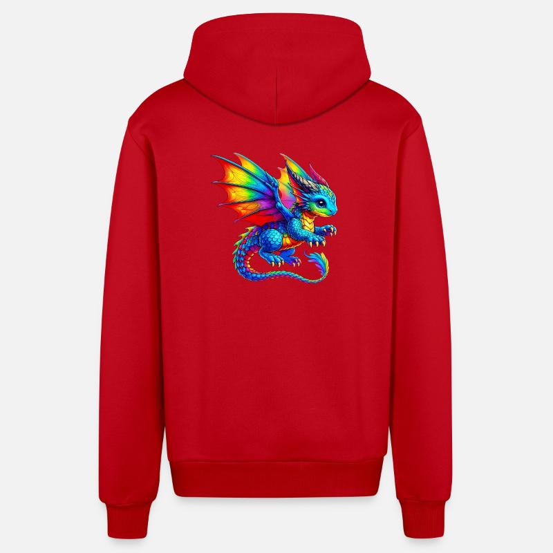 Dragon - Veste à capuche bio décontractée fabriquée en UE - rouge