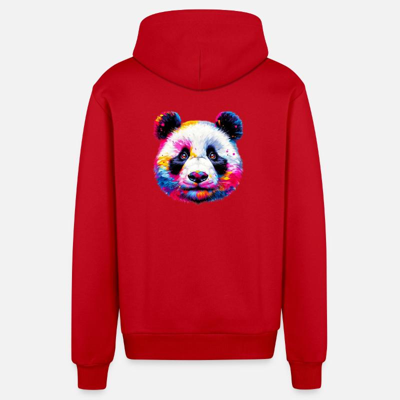 Panda - Organic Relaxed Hooded Jacket Made in EU - red