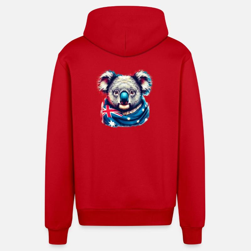 Koala - Veste à capuche bio décontractée fabriquée en UE - rouge