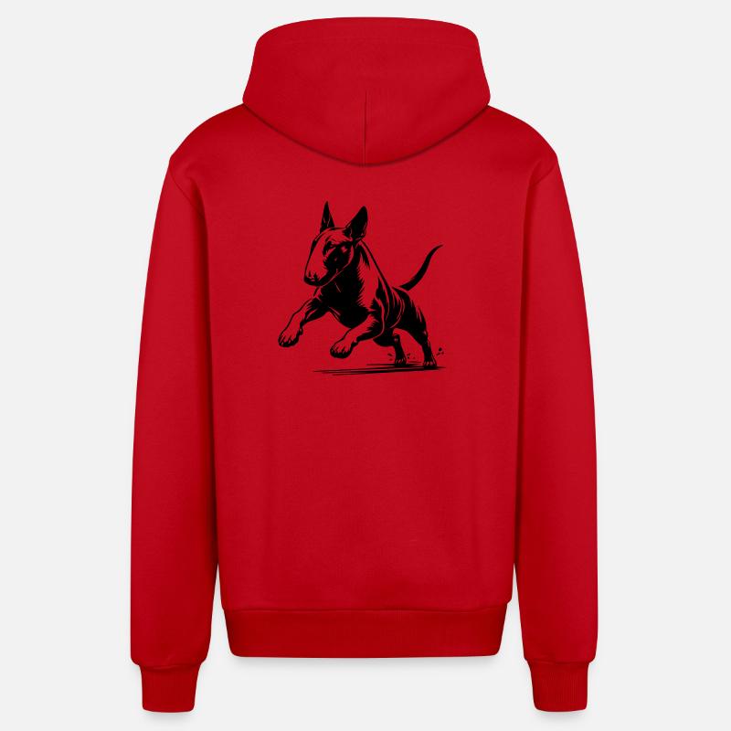 Bull terrier - Veste à capuche bio décontractée fabriquée en UE - rouge