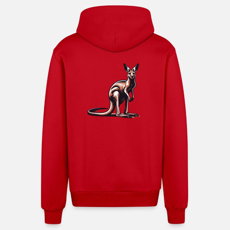 Kangourou - Veste à capuche bio décontractée fabriquée en UE - rouge