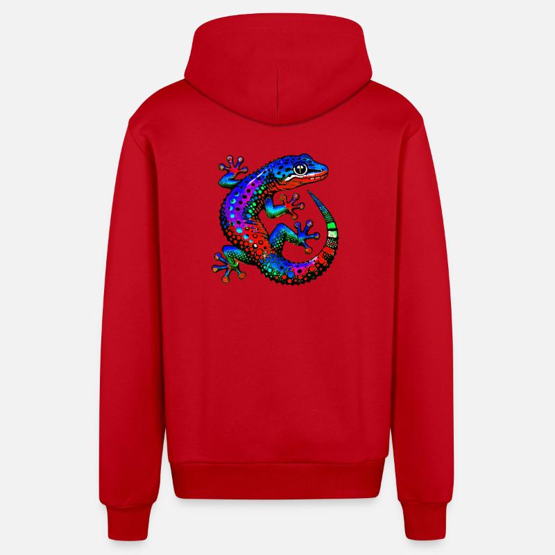Gecko - Veste à capuche bio décontractée fabriquée en UE - rouge