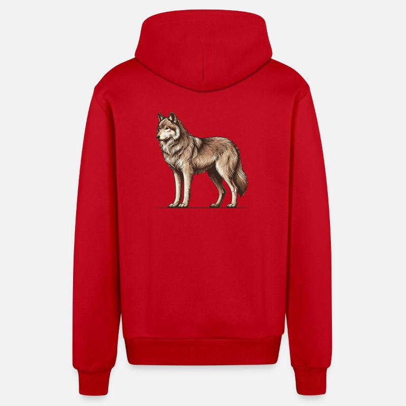 Wolf - Organic Relaxed Kapuzenjacke Made in EU - Rot