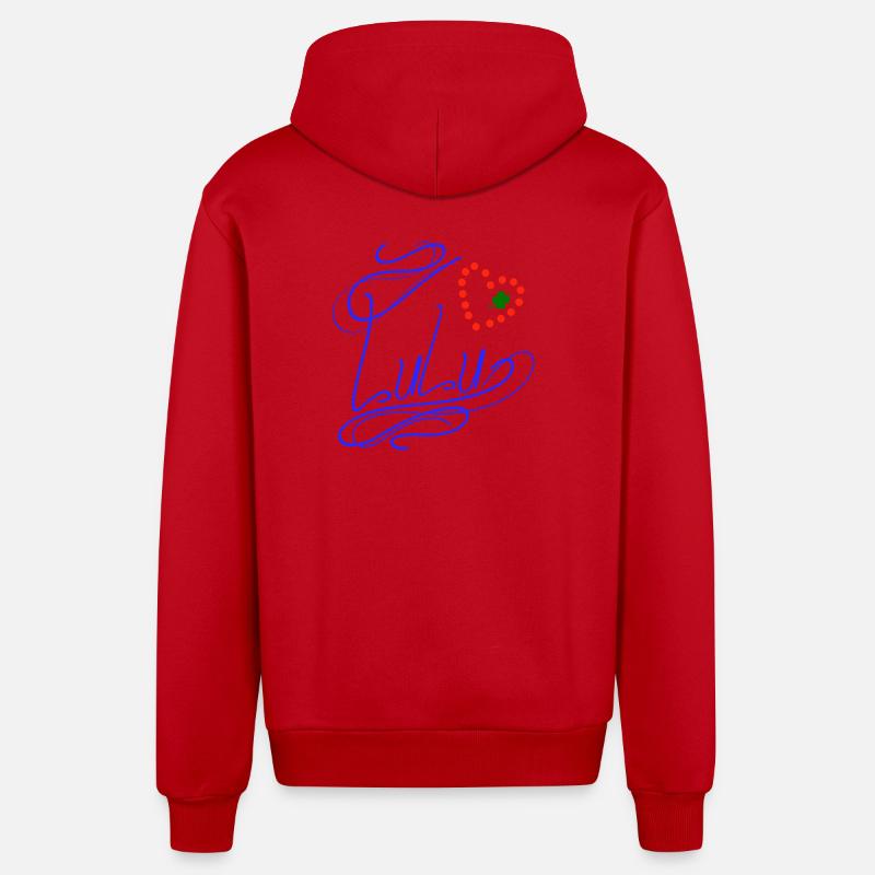 Lulu avec cœur et trèfle - Veste à capuche bio décontractée fabriquée en UE - rouge