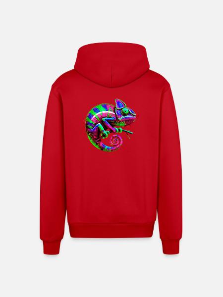 Caméléon - Veste à capuche bio décontractée fabriquée en UE - rouge