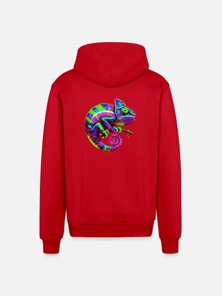 Caméléon - Veste à capuche bio décontractée fabriquée en UE - rouge