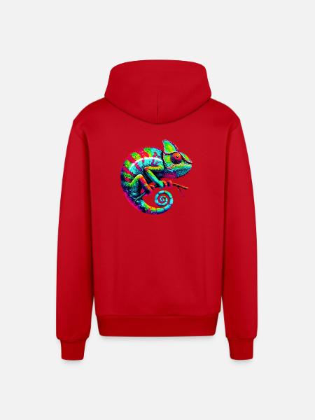 Caméléon - Veste à capuche bio décontractée fabriquée en UE - rouge