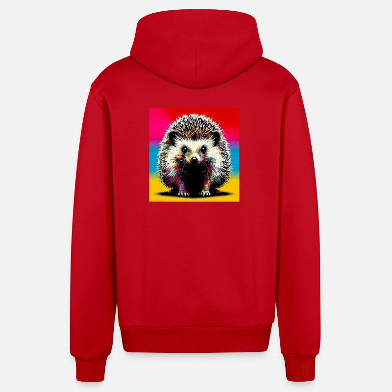 hérisson - Veste à capuche bio décontractée fabriquée en UE - rouge