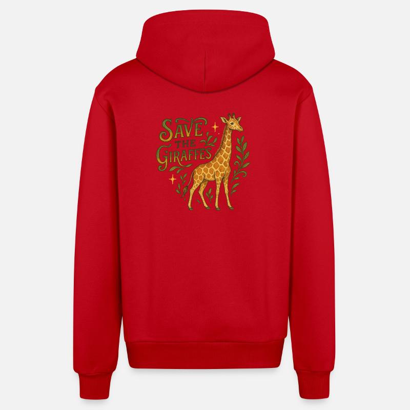 Conception de la conservation des girafes - Veste à capuche bio décontractée fabriquée en UE - rouge