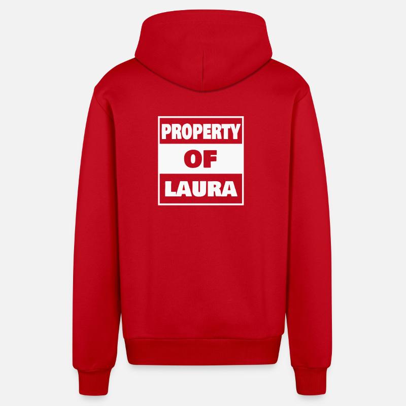 Laura comme prénom - Veste à capuche bio décontractée fabriquée en UE - rouge