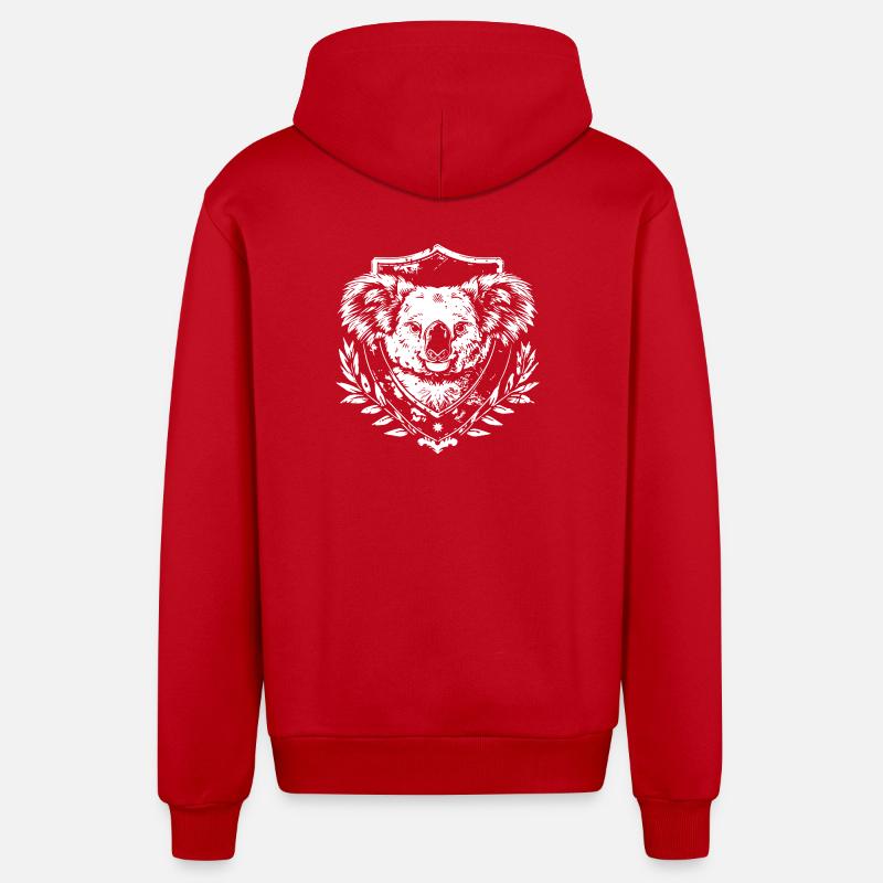 Koala Wappen Siegeldesign - Organic Relaxed Kapuzenjacke Made in EU - Rot