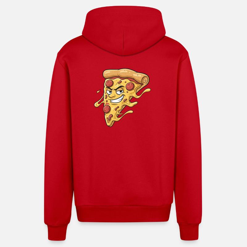 Pizza Slice avec un sourire malicieux - Veste à capuche bio décontractée fabriquée en UE - rouge