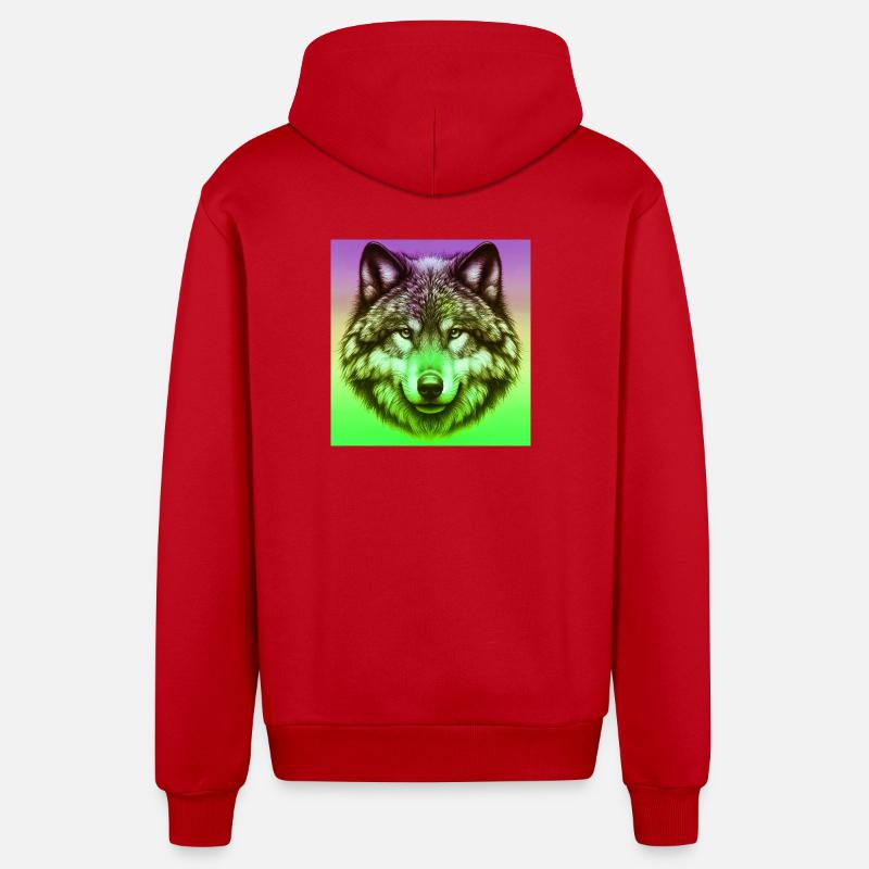 Loup - Veste à capuche bio décontractée fabriquée en UE - rouge