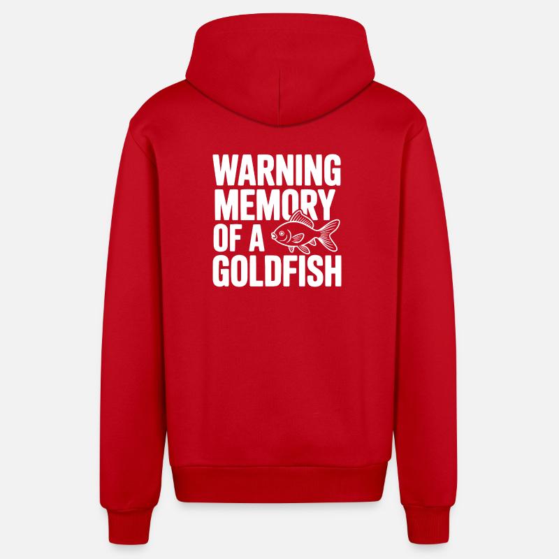 Avertissement : Souvenir d’un poisson rouge - Veste à capuche bio décontractée fabriquée en UE - rouge