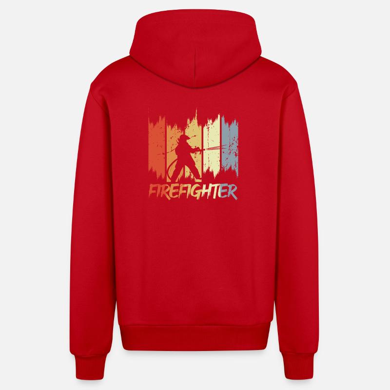 Look rétro des pompiers - Veste à capuche bio décontractée fabriquée en UE - rouge