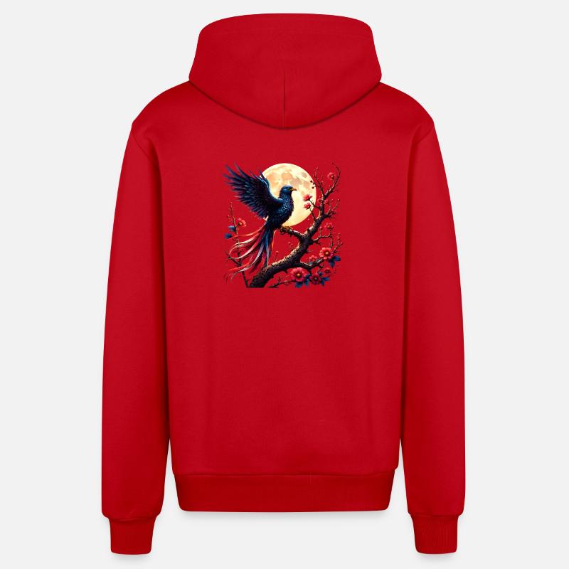 Lunar Blue Phoenix in Blühe - Organic Relaxed Kapuzenjacke Made in EU - Rot