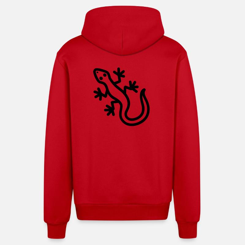 lizard - Organic Relaxed Hooded Jacket Made in EU - red